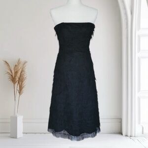 BCBG Max Azria Formal Strapless Tiered Tulle A-Line Dress in Black
